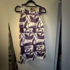 Alice + Olivia Size 4 White/Purple Sleeveless Dress